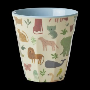 RICE Rice melaminebeker medium Sweet Jungle Print-Soft blue RICE Rice melaminebeker medium Sweet Jungle Print-Soft blue