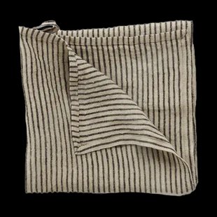 Olsson & Jensen Stripe theedoek linnen 45x65 cm Zwart zand