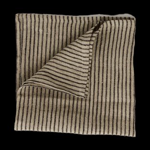 Olsson & Jensen Stripe linnen servet 45x45 cm Zwart zand
