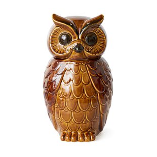 HKliving Keramische owl opbergpot Roasted