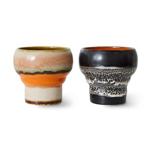 HKliving 70's lungo mok 24 cl 2-pack Basalt