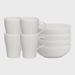 Scandi Living Dots ontbijtset, wit