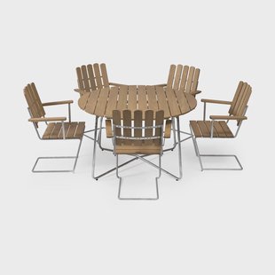 Grythyttan Stålmöbler Grythyttan eettafelset eik 9A Ø120cm + 5st. A2