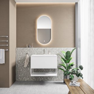 Badkamermeubelset BWS Anubis Frame 70cm 1 Lade Mat Wit Met Wastafel (Naar Keuze)