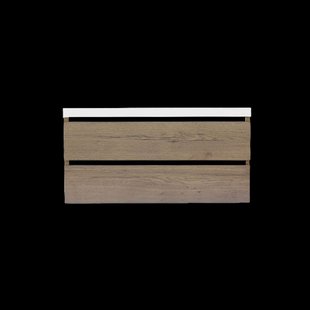Onderkast Sanilux Trendline Met Greeplijst Mat Zwart 100x47x52 cm Tabak Oak