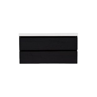 Onderkast Sanilux Trendline Met Greeplijst Mat Zwart 100x47x52 cm Black Oak