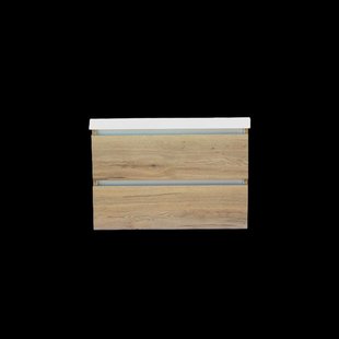 Onderkast Sanilux Trendline Met Greeplijst Aluminium 80x47x52 Cm Naturel Oak