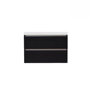 Onderkast Sanilux Trendline Met Greeplijst Aluminium 80x47x52 Cm Black Oak