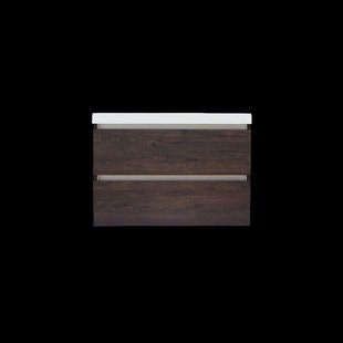 Onderkast Sanilux Trendline Met Greeplijst Aluminium 80x47x52 Cm Brown Oak