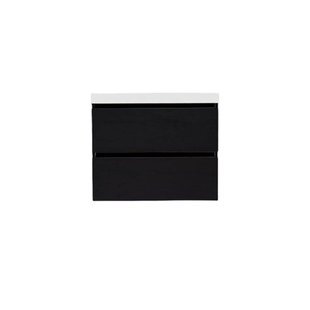Onderkast Sanilux Trendline Met Greeplijst Mat Zwart 60x47x52 Cm Black Oak