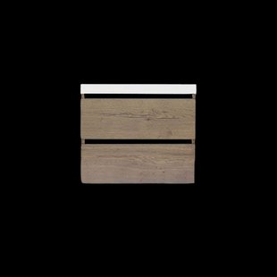 Onderkast Sanilux Trendline Met Greeplijst Mat Zwart 60x47x52 Cm Tabak Oak