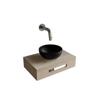 Complete Fonteinset BWS Hold Met Handoekhouder Waskom Mat Zwart En fonteinkraan Chroom