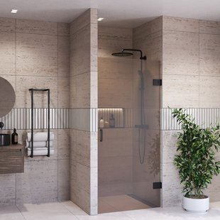 Douchedeur BWS Portos Profielloos Mat Zwart 90x200 cm Brons Glas 8 mm Nano Coating