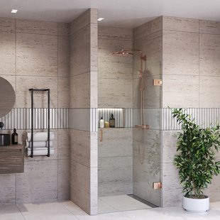 Douchedeur BWS Portos Profielloos Geborsteld Brons 60x200 cm Helder Glas 8 mm Nano Coating