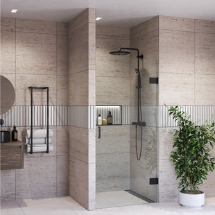 Douchedeur BWS Portos Profielloos Mat Zwart 80x200 cm Helder Glas 8 mm Nano Coating