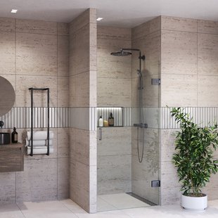 Douchedeur BWS Portos Profielloos Gunmetal 80x200 cm Helder Glas 8 mm Nano Coating