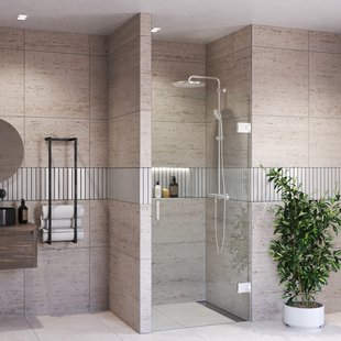 Douchedeur BWS Portos Profielloos RVS Look 200 cm Helder Glas 8 mm Nano Coating (Alle Maten)