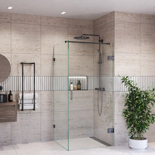 Douchecabine BWS Portos Profielloos Gunmetal Helder Glas 8 mm Nano Coating (Alle Maten)