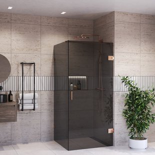 Douchecabine BWS Portos Profielloos Geborsteld Brons Rookglas 8 mm Nano Coating (Alle Maten)