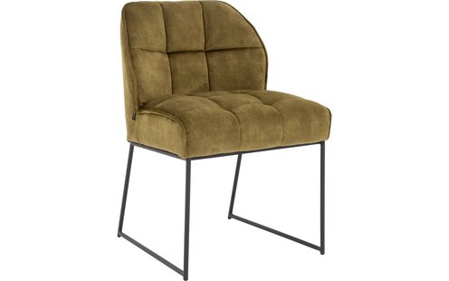 Goossens Eetkamerstoel Ronnie groen stof leuning, elegant chic
