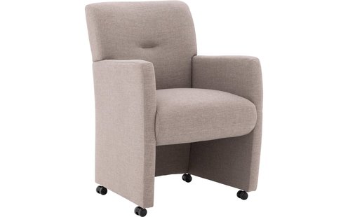 Goossens Axel bruin stof met armleuning en met wielen, stijlvol landelijk
