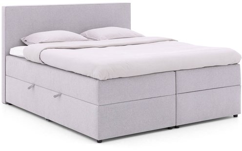 Goossens Basic Boxspring Compleet Store Storage Box, Vlak 180 x 200 cm (=2x 90 x 200 cm) met hoofdbord zonder voetbord incl. 2x matras