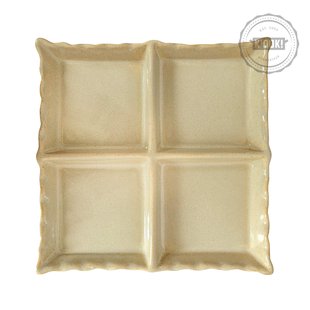 Serveerschaal Moove Crème d'Argile - 4-vaks - handgemaakt in Portugal - 24 x 24 cm