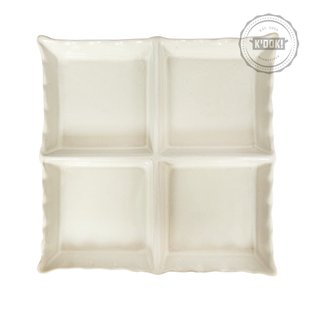 Serveerschaal Moove Blanc Banquise - 4-vaks - handgemaakt in Portugal - 24 x 24 cm