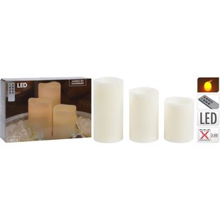 Led kaars wit set 3 stuks