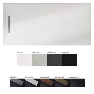 Xenz Soft douchevloer - 140x100x3 - balk afvoer rvs - incl. sealing tape - antraciet STL100140ST-05-52