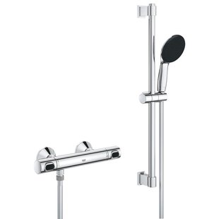 GROHE Precision Flow Doucheset - thermostatische douchekraan - met glijstangset - 60cm - ronde handdouche - 1 straalsoort - gladde doucheslang - chroom 34800001