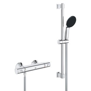 GROHE Precision Start Doucheset - thermostatische douchekraan - met glijstangset - 60cm - ronde handdouche - 1 straalsoort - gladde doucheslang - chroom 34597001