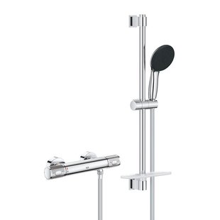 GROHE Precision Feel Doucheset - thermostatische kraan - met glijstangset - 60cm - ronde handdouche - 3 straalsoorten - gladde doucheslang - chroom 34791001