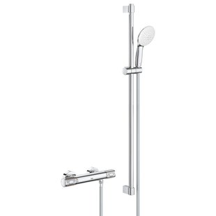 GROHE Grohtherm 1000 Performance Doucheset - thermostatische douchekraan - met rozetten - met glijstangset - 90cm - ronde handdouche - 2 straalsoorten - gladde doucheslang - chroom 34835001