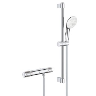 GROHE Grohtherm 1000 Performance Doucheset - thermostatische douchekraan - met glijstangset - 60cm - ronde handdouche - 2 straalsoorten - gladde doucheslang - chroom 34837001