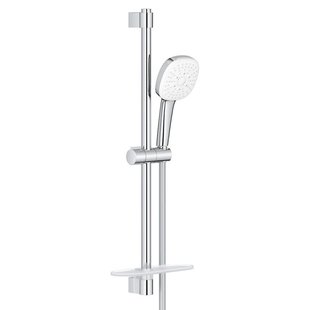 GROHE Tempesta 110 Cube Glijstangset - 60cm - vierkante handdouche - 3 straalsoorten - gladde doucheslang - met zeephouder - chroom 27576003