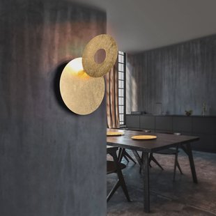 Trio Lighting LED wandlamp Leano, ronde lens, goud, indirect