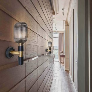 Schuller Valencia Wandlamp Norma, 42 cm, zwart/messing, glas, E27