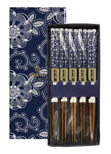 Chopsticks Set - Tokyo Design Studio - Blue Flowers - 5 paar