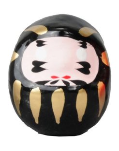 Japanse Daruma Pop - Zwart Geluksymbool - 5cm
