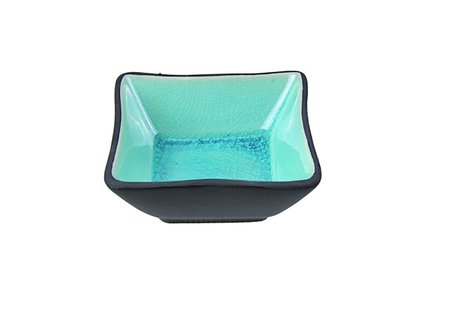 Vierkante Schaal - Glassy Turquoise - Zwart/Turquoise - 8.5 x 8.5 x 3cm