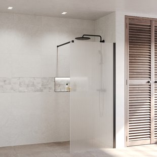 Inloopdouche Ribbel BWS Portos Mat Zwart 100x200 cm Helder Glas 8 mm Nano Coating