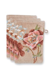 Pip Studio Washandje Set/3 Secret Garden Khaki 16x22cm