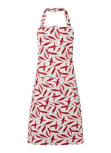 Now Designs - keukenschort rode chilipeper - wit/rood