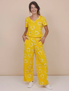 Smiles Yellow Wijde Broek Dames