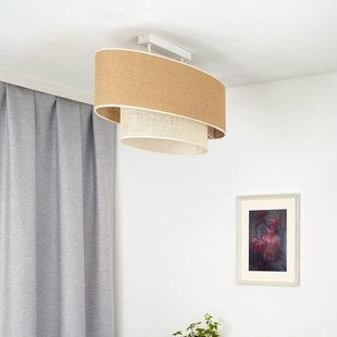 Euluna plafondlamp Boho jute, naturelbruin/wit, lengte 80 cm