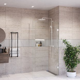 Inloopdouche BWS Portos RVS Look 140x200 cm Helder Glas 8 mm Nano Coating