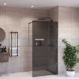 Inloopdouche BWS Portos Zwart Chroom 60x200 cm Rookglas 8 mm Nano Coating Inloopdouche BWS Portos Zwart Chroom 60x200 cm Rookglas 8 mm Nano Coating