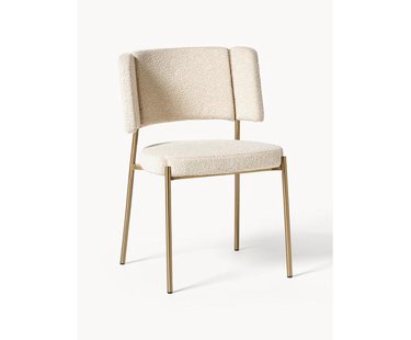 Boucl&eacute; gestoffeerde stoelen Samantha, 2 stuks
