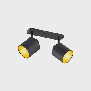 Argon Plafondlamp Suerte, zwart / goud, 2-lamps, textiel, staal